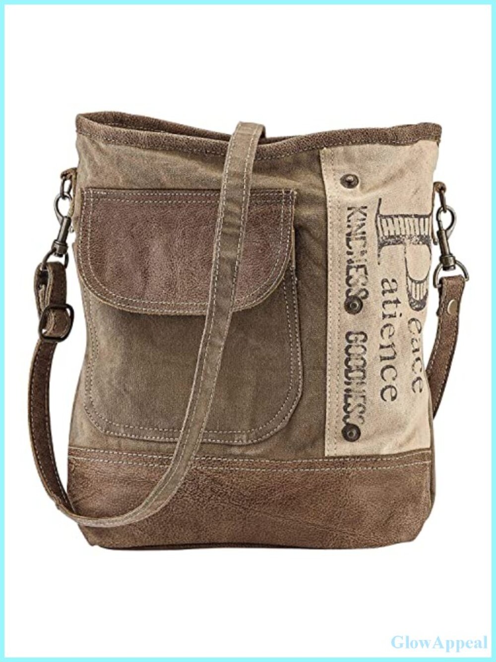 Upcycled Canvas Shoulder Bag, Tote, Adjustable Strap, Zip Closure, Fully Lined